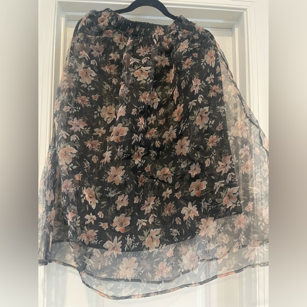Molly Green Organza Floral Midi Skirt - Small